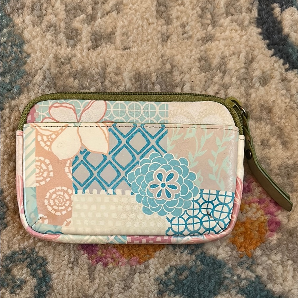 Fossil Pastel Patchwork Zipper Wallet With Key Ri… - image 4